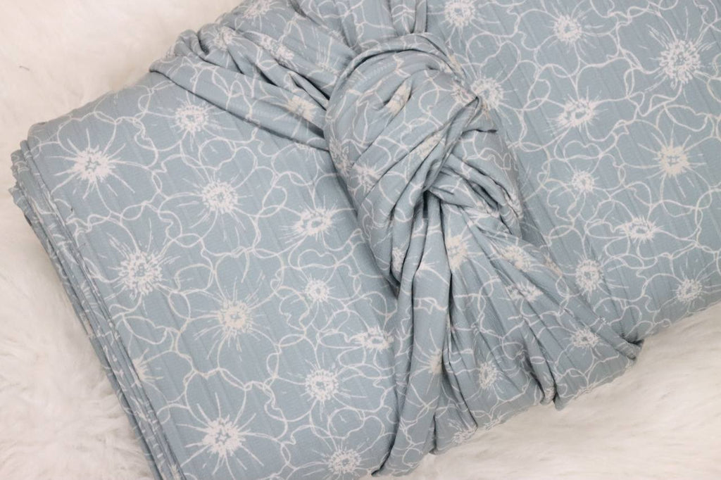 Dusty blue Dogwood 
Raised Poly Pinstripe by the half yard