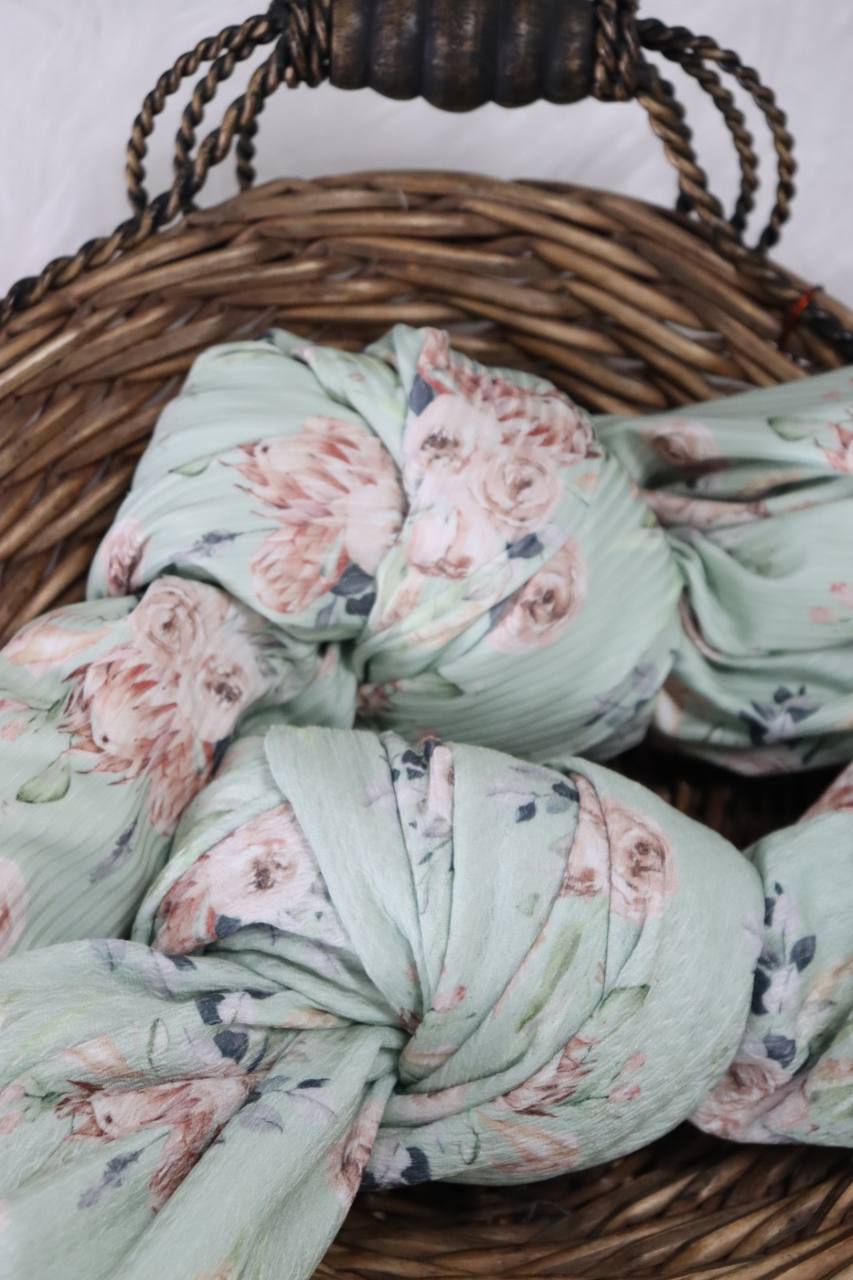 Mint Boho floral Missoni or Rib Knit by the half yard