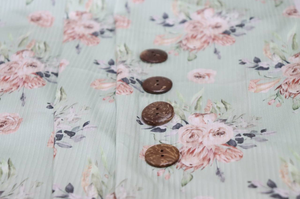 Mint Boho floral Missoni or Rib Knit by the half yard