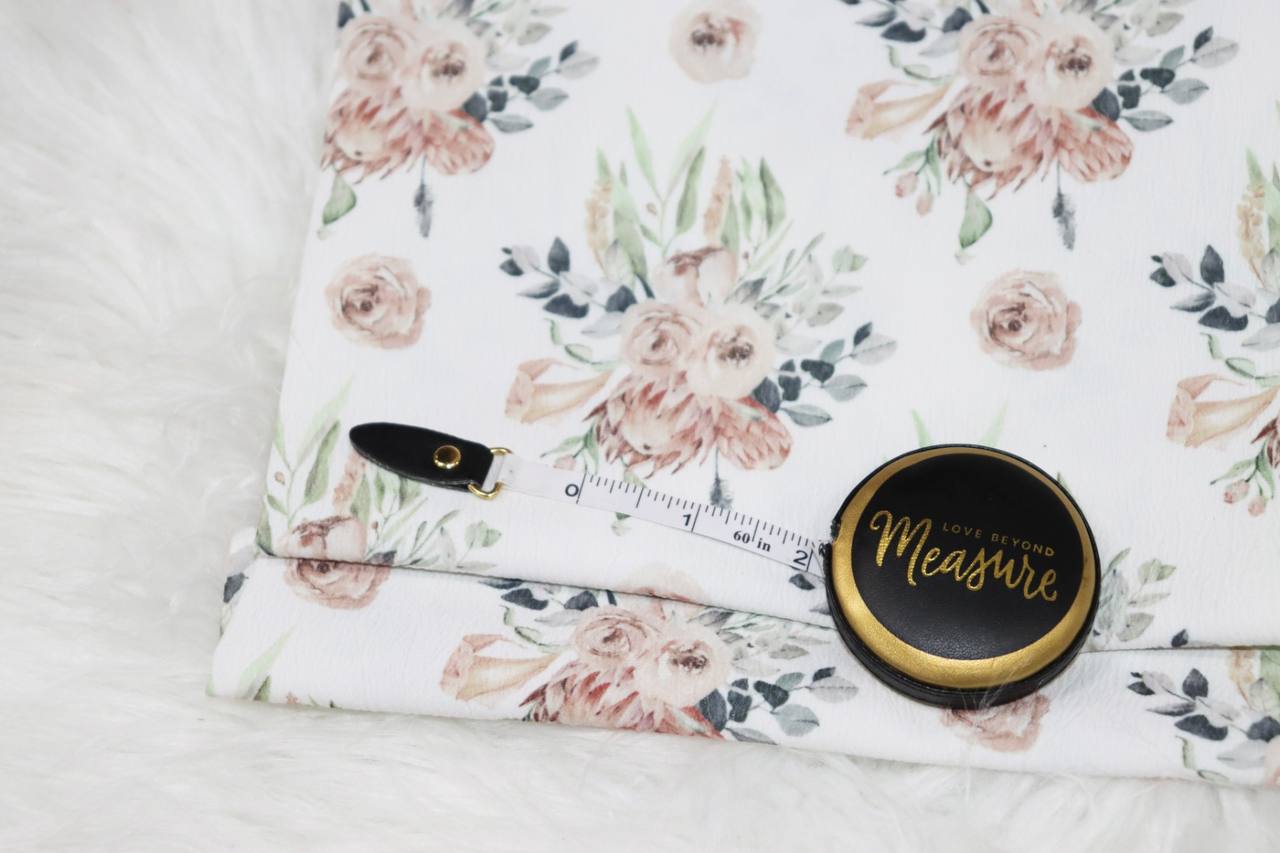 White Boho floral Pineskin by the half yard