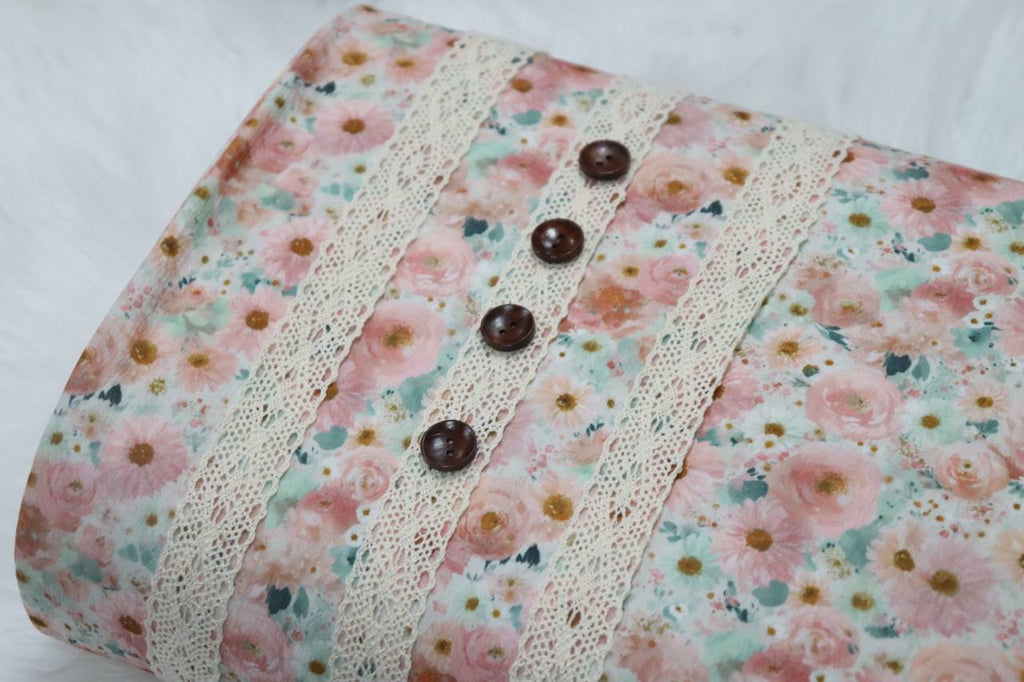 Watercolor Blush floral Pineskin by the half yard