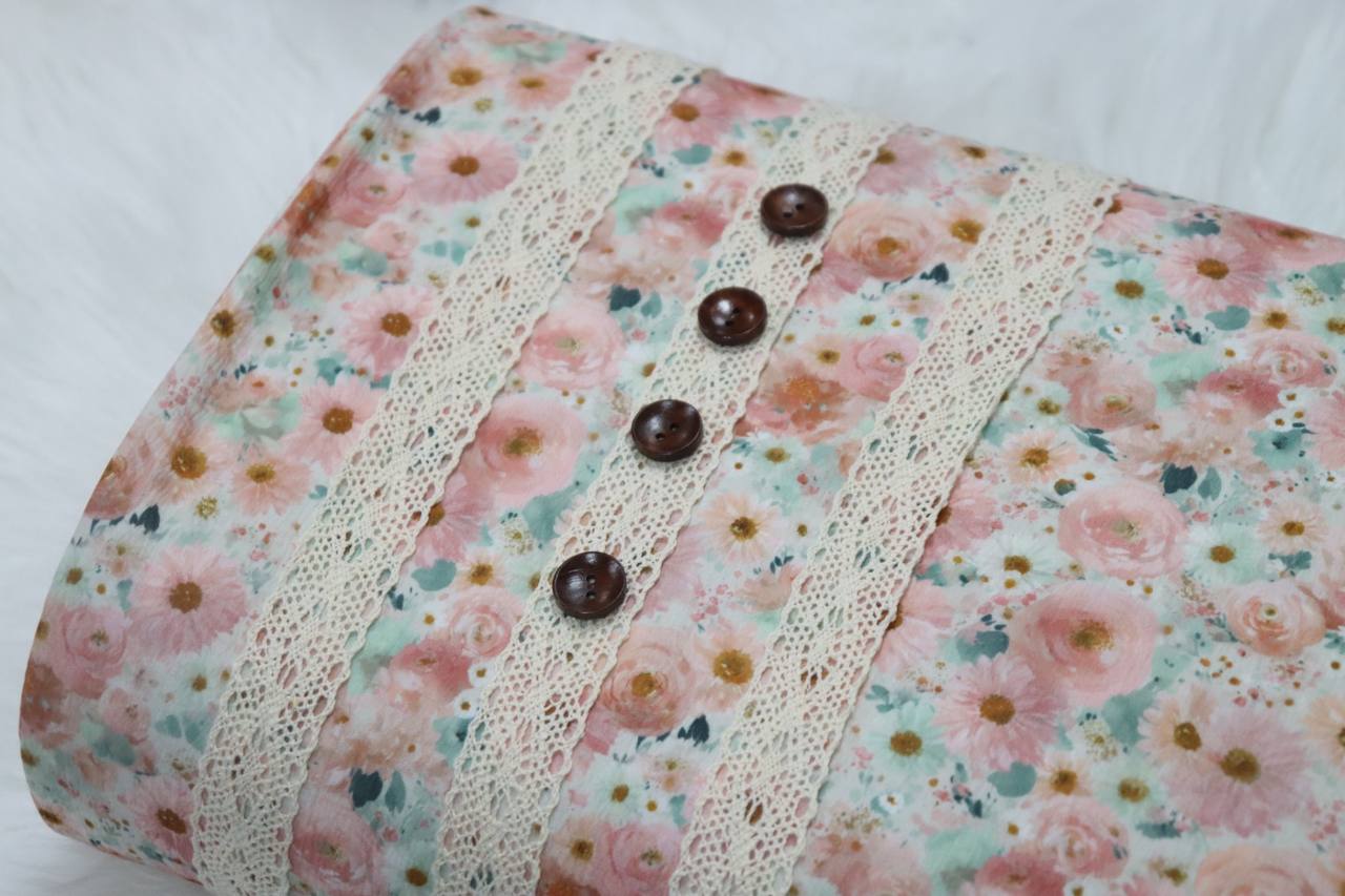 Watercolor Blush floral Pineskin by the half yard