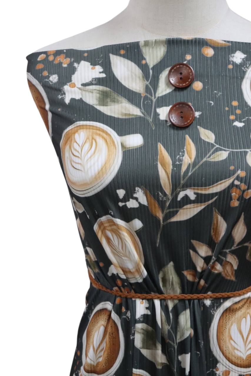 Charcoal Latte Design 
Narrow Rib by the half yard