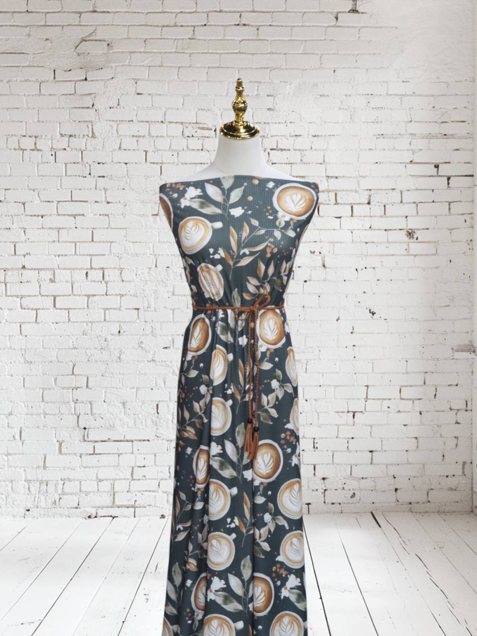 Charcoal Latte Design 
Narrow Rib by the half yard
