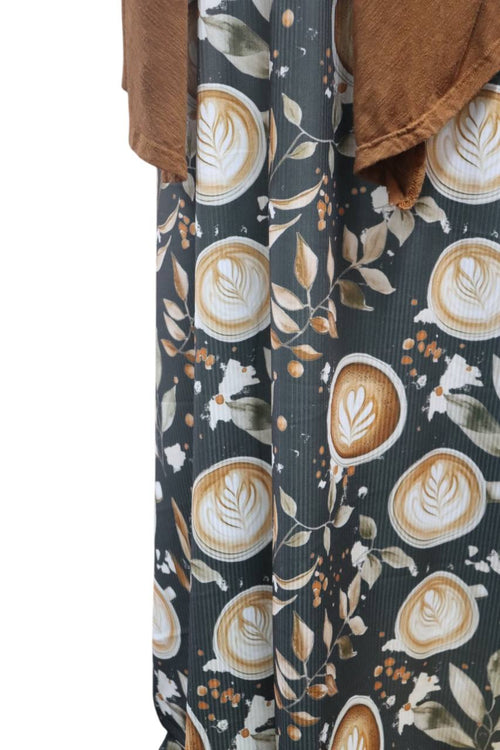 Charcoal Latte Design 
Narrow Rib by the half yard