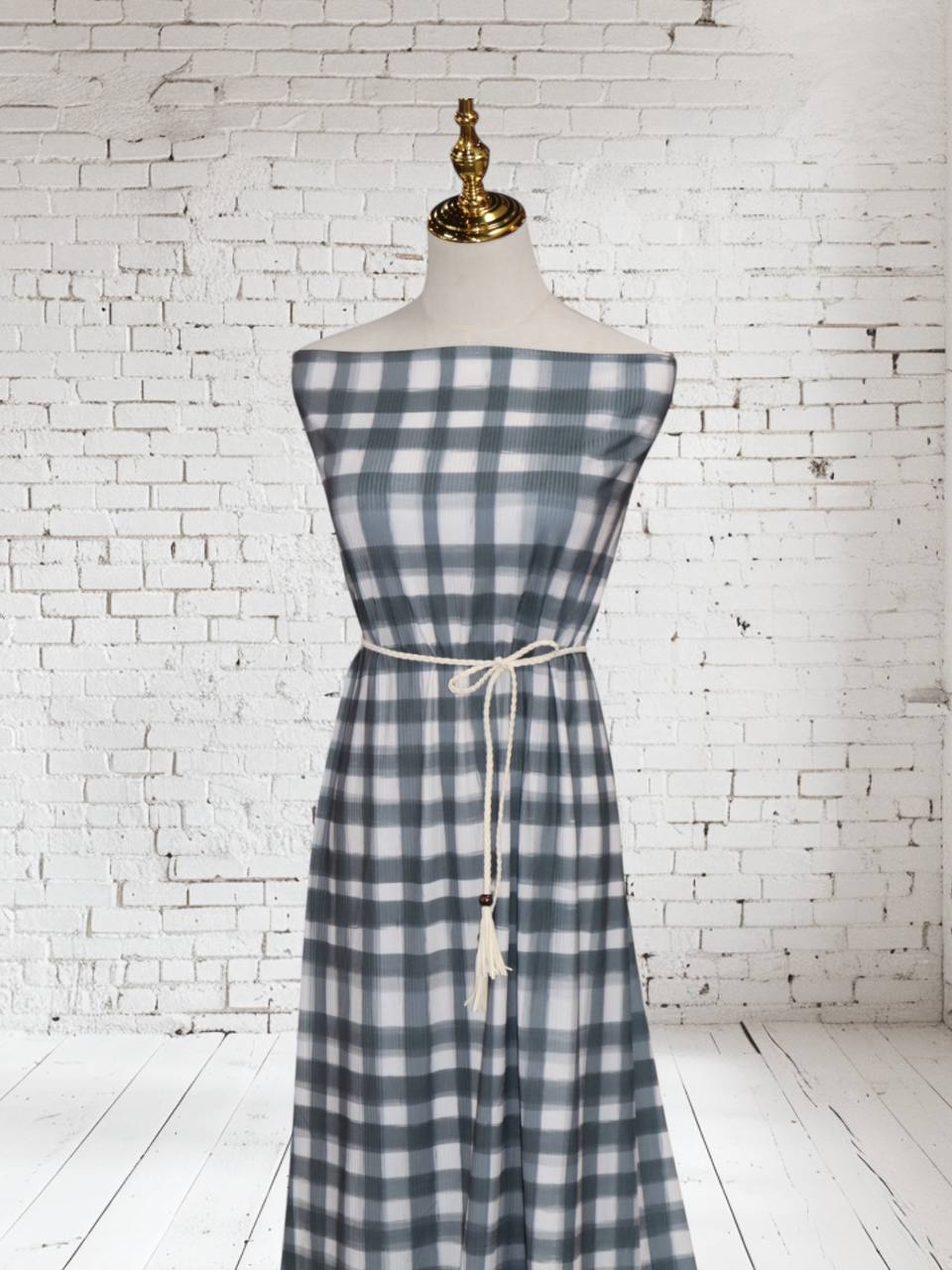 Faded Black Plaid Narrow Rib by the half yard
