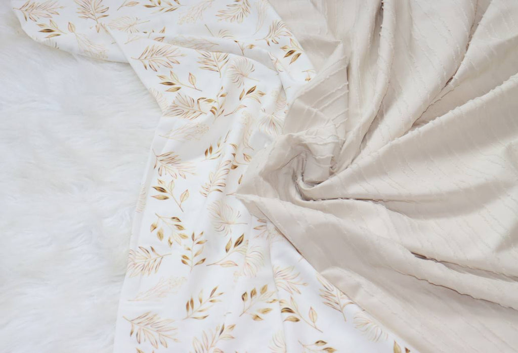 Dainty Gold Sprigs
by the half yard Poly Crepe Stretch