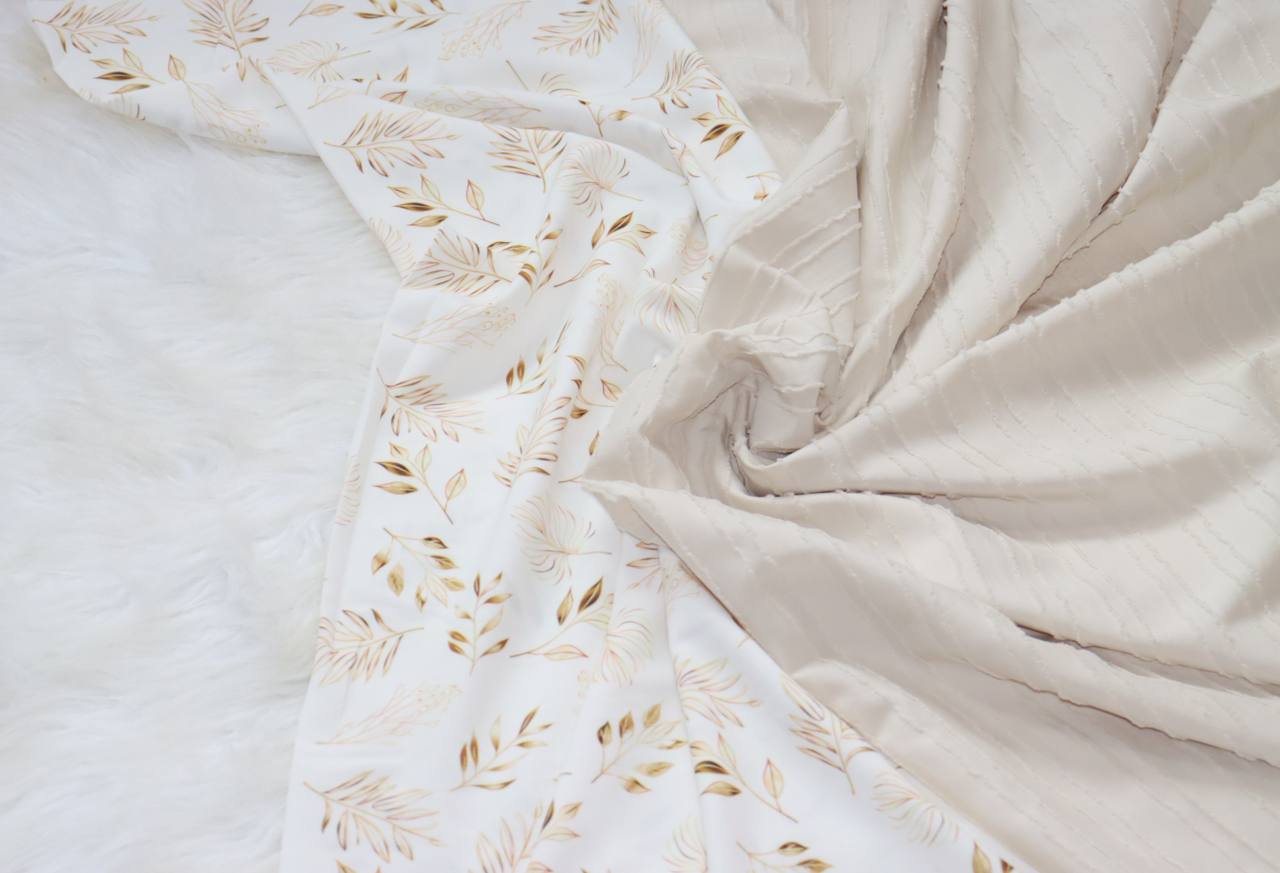 Dainty Gold Sprigs
by the half yard Poly Crepe Stretch