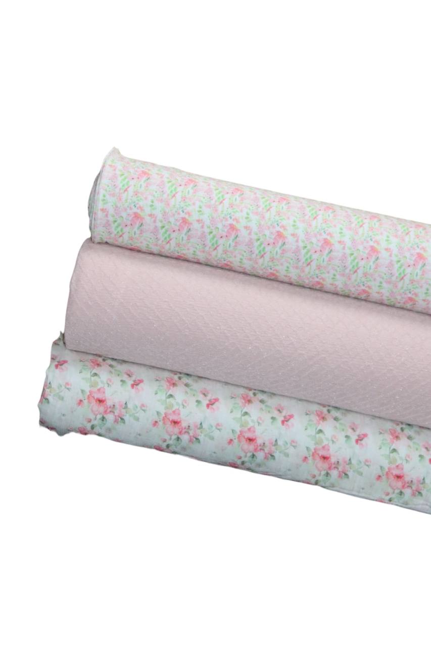 Soft Floral by the half yard Stripe Crepe