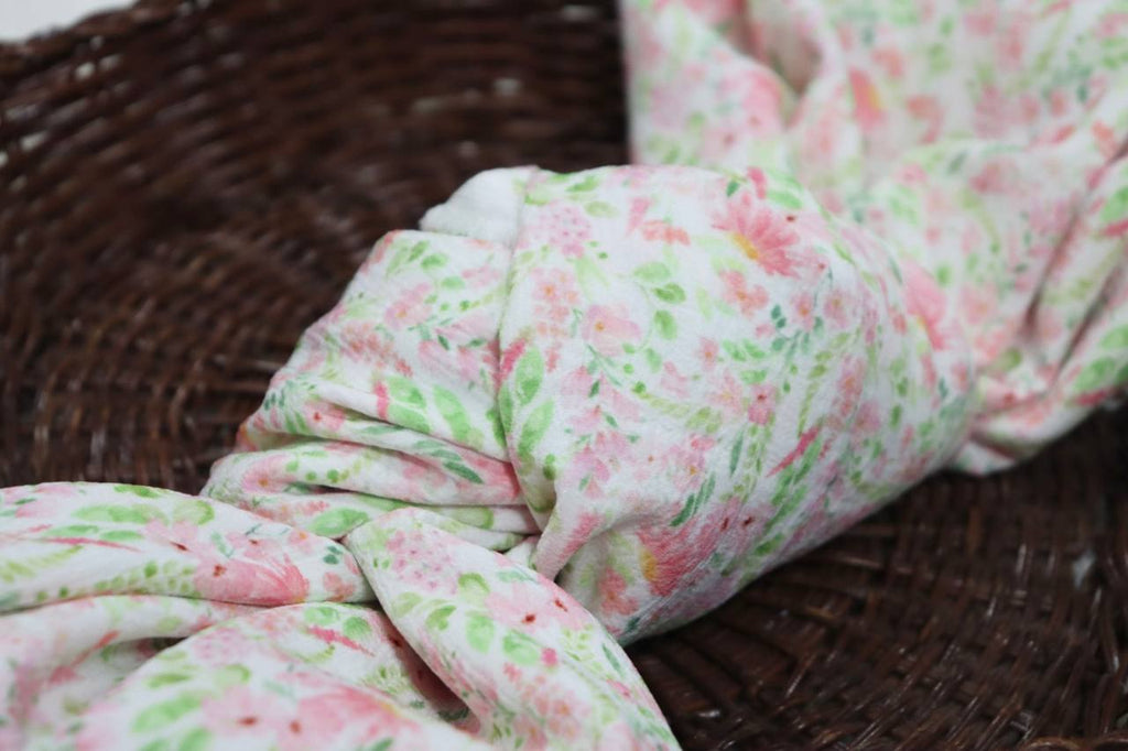 Soft Floral by the half yard Stripe Crepe