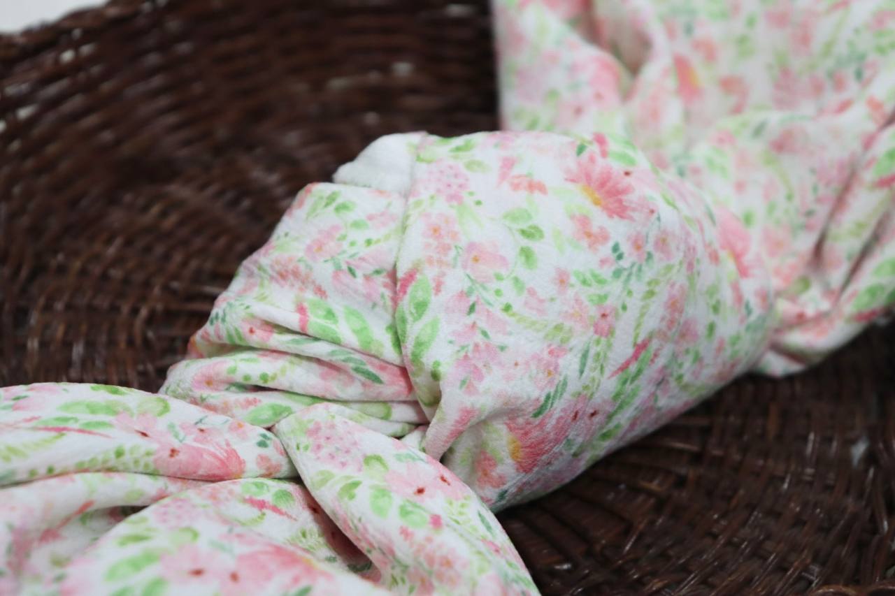 Soft Floral by the half yard Stripe Crepe