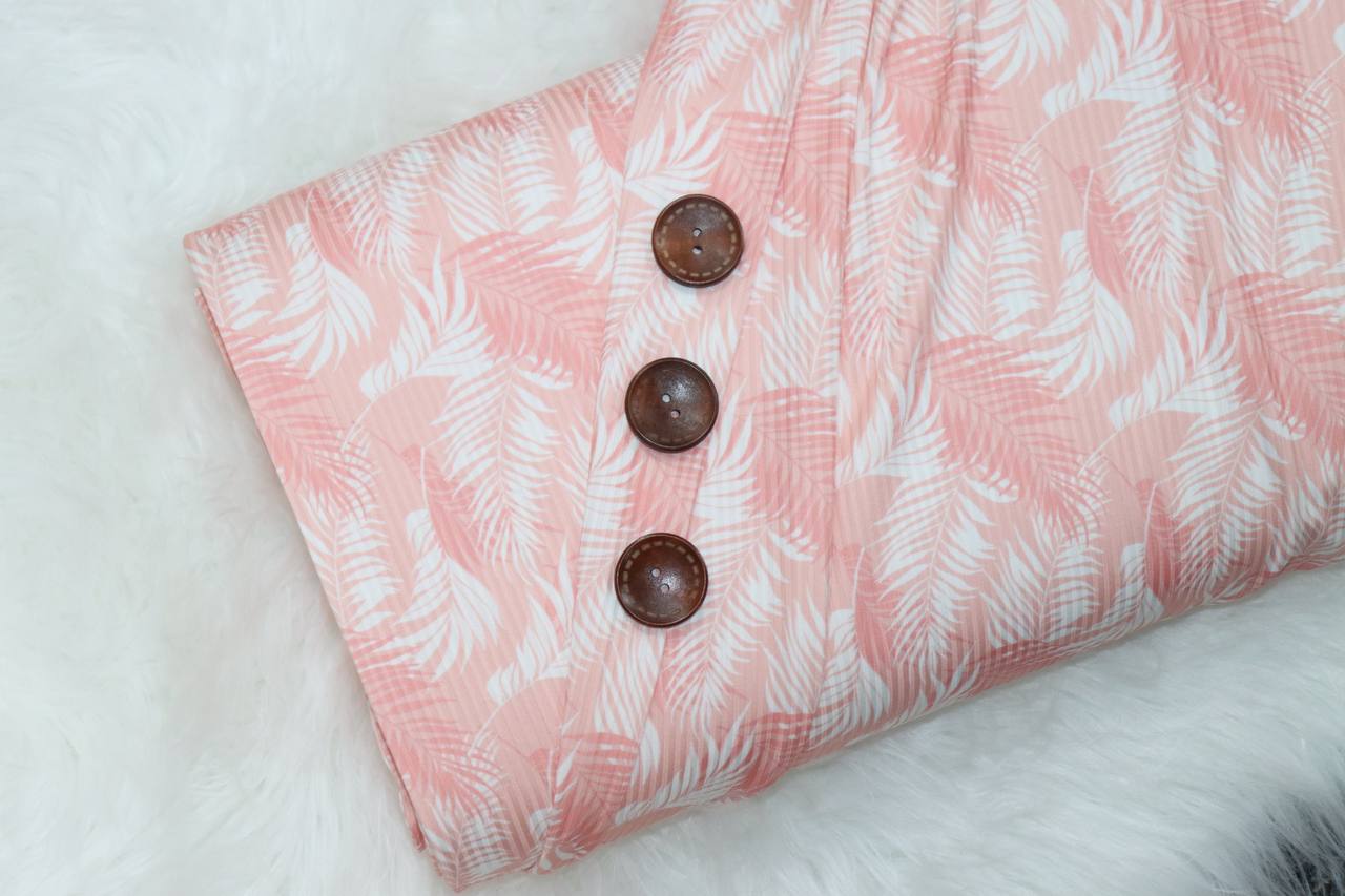 Shaded Palms ”Pink” by the half yard Willow Rib Knit