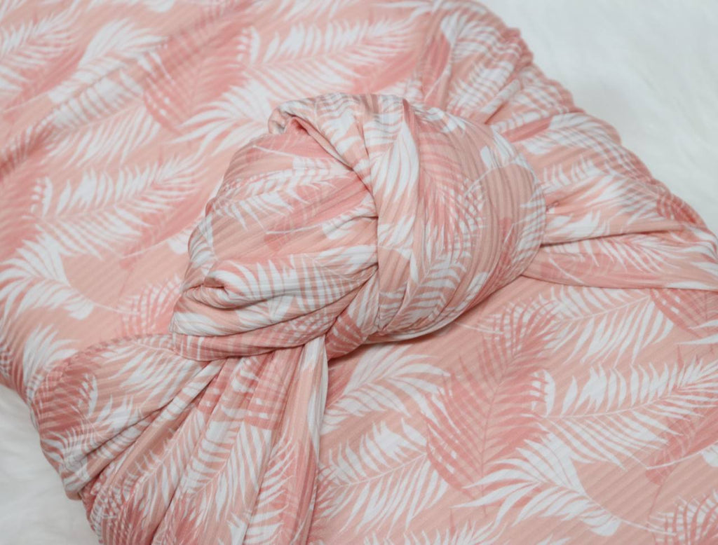 Shaded Palms ”Pink” by the half yard Willow Rib Knit