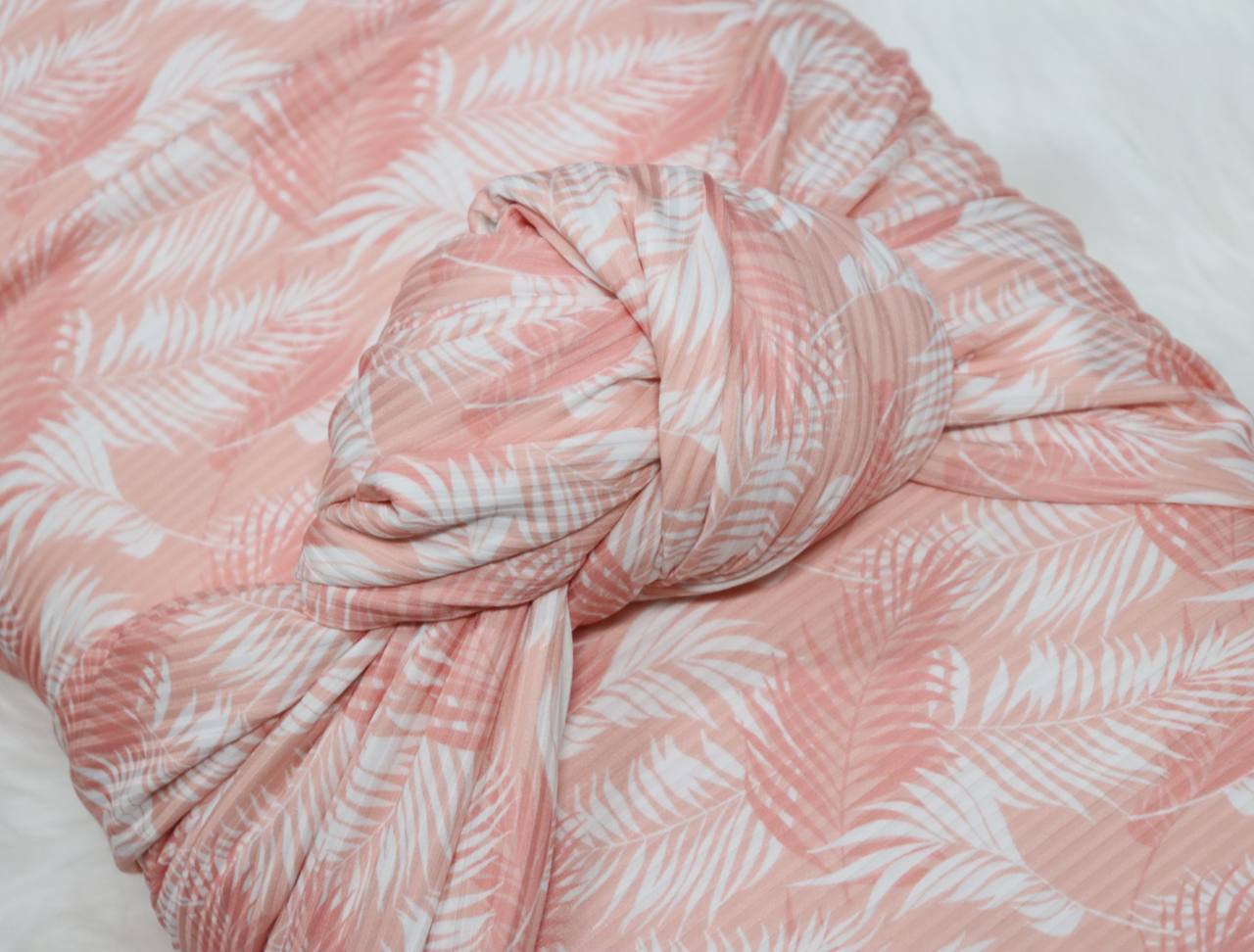 Shaded Palms ”Pink” by the half yard Willow Rib Knit