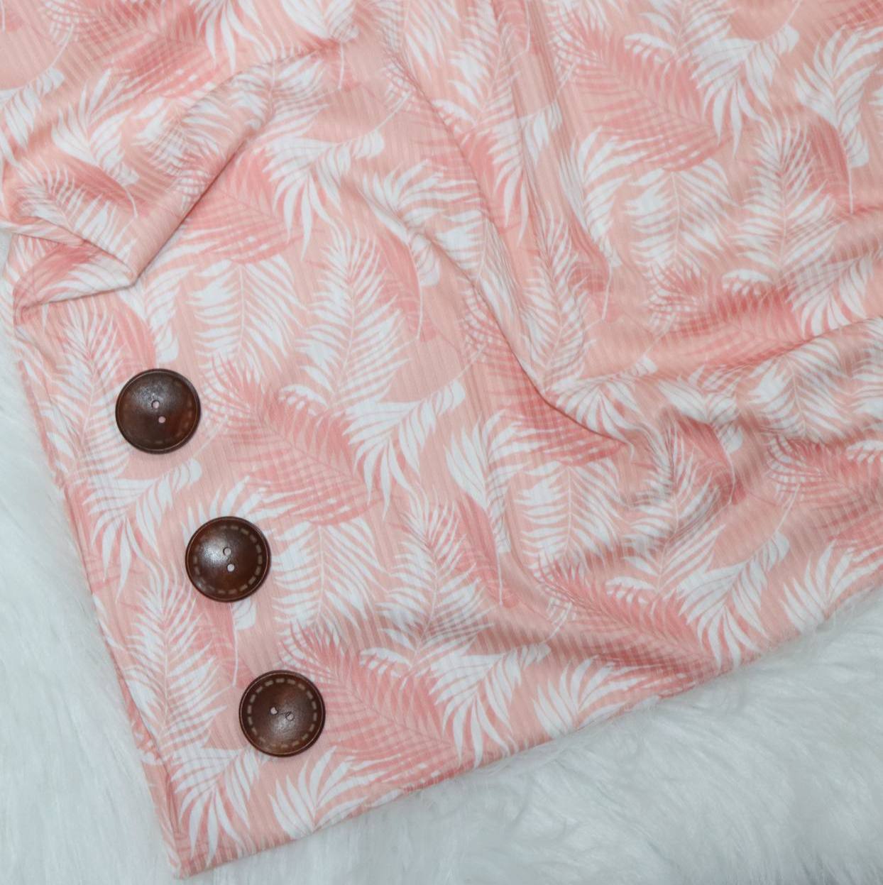 Shaded Palms ”Pink” by the half yard Willow Rib Knit