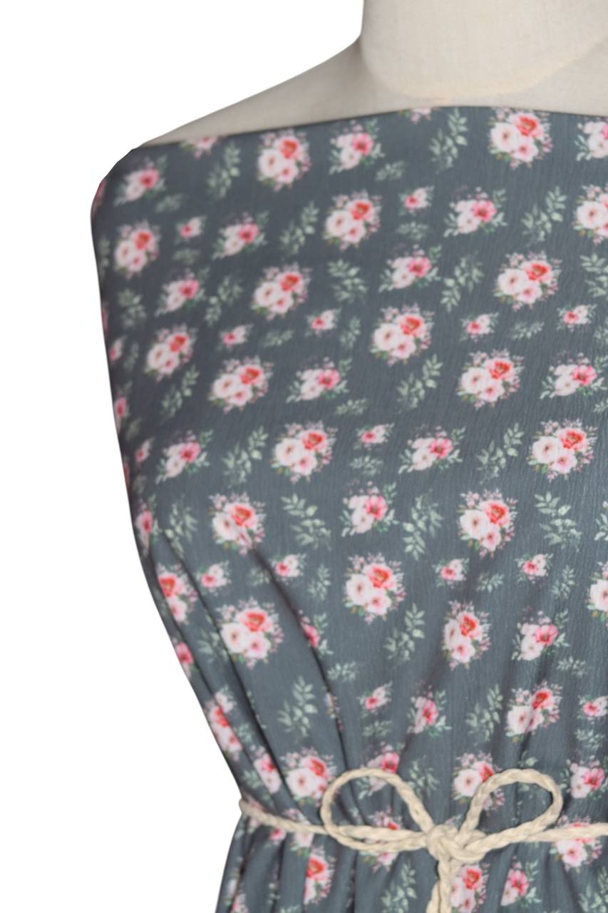 Pineskin Charcoal Fushia Poppy  by the half yard