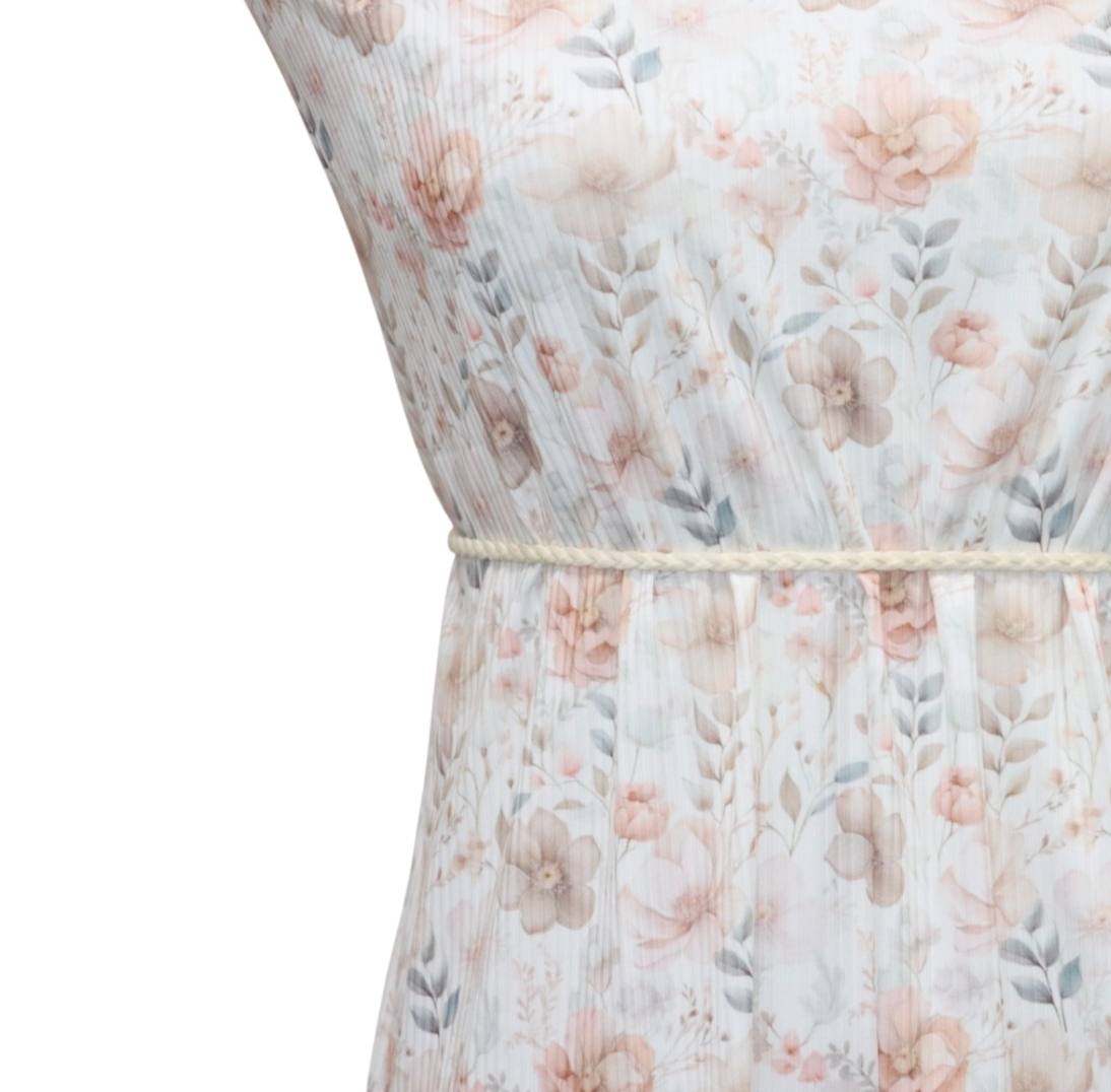 Narrow rib Peach medium floral by the half yard