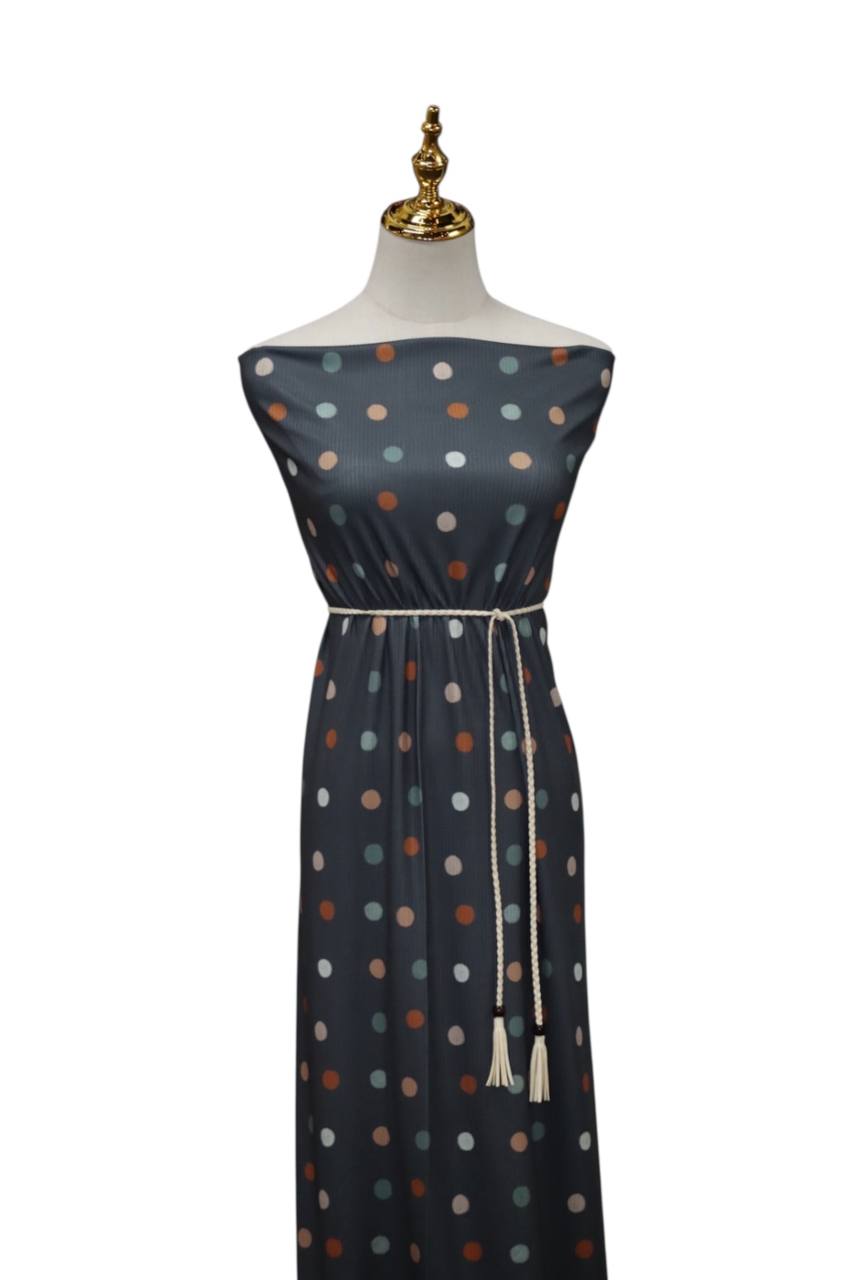 Narrow Rib Charcoal Polkadots by the half yard