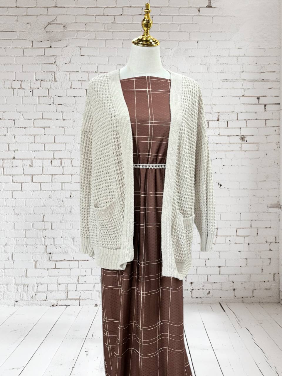 Modern Mahogany Plaid
By the half yard Swiss Dot Knit