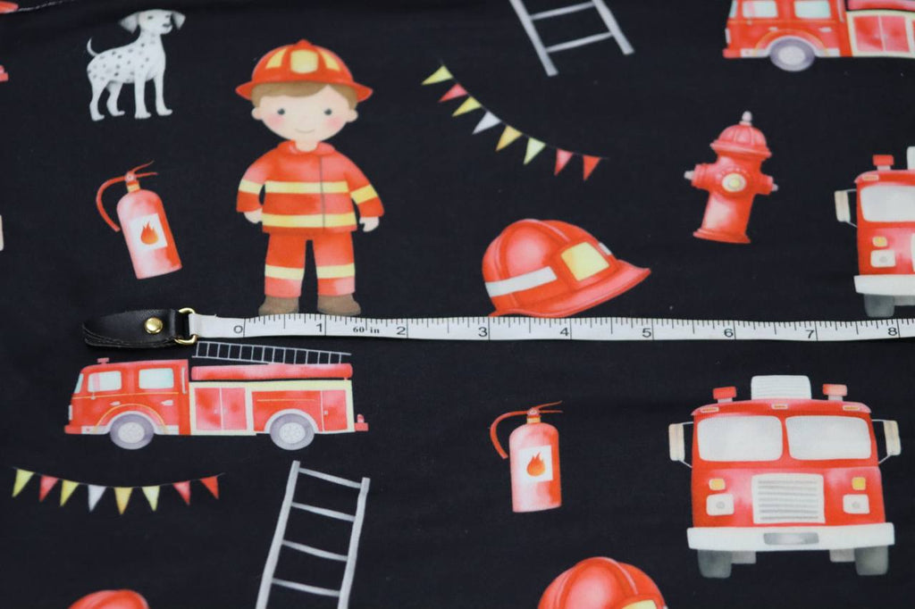 Double brushed Black Firetruck by the half yard ￼