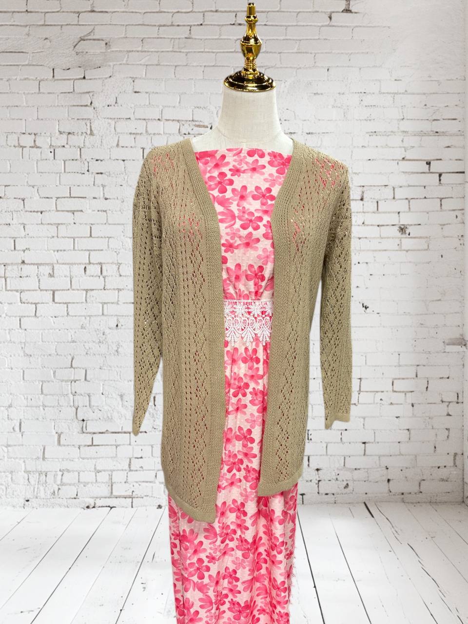 Salmon Floral by the half yard Swiss Dot Knit