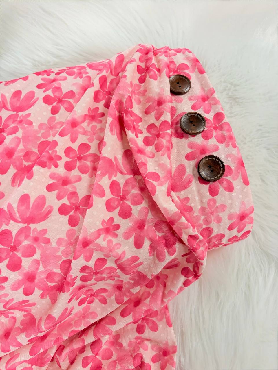 Salmon Floral by the half yard Swiss Dot Knit