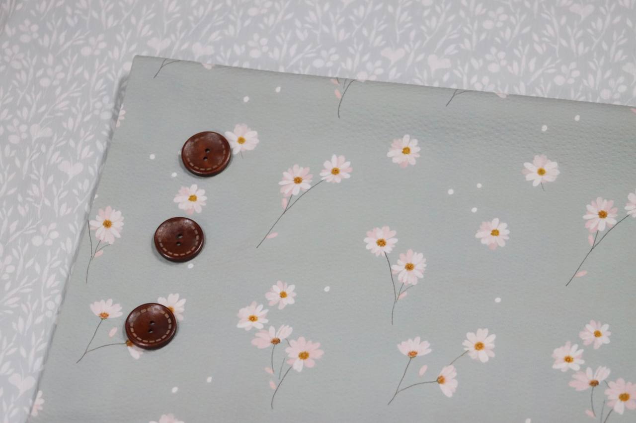 Seersucker Poly Aqua Dancing Daisy  by the half yard