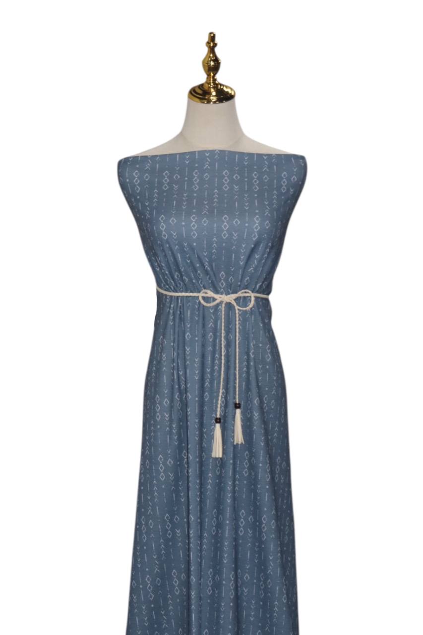Jacquard knit Dusty Blue diamonds by the half yard