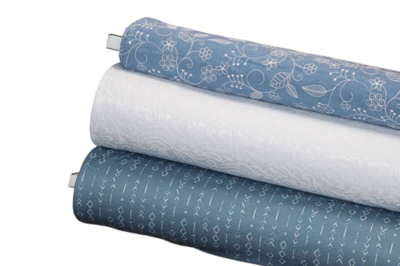 Jacquard knit Dusty Blue diamonds by the half yard