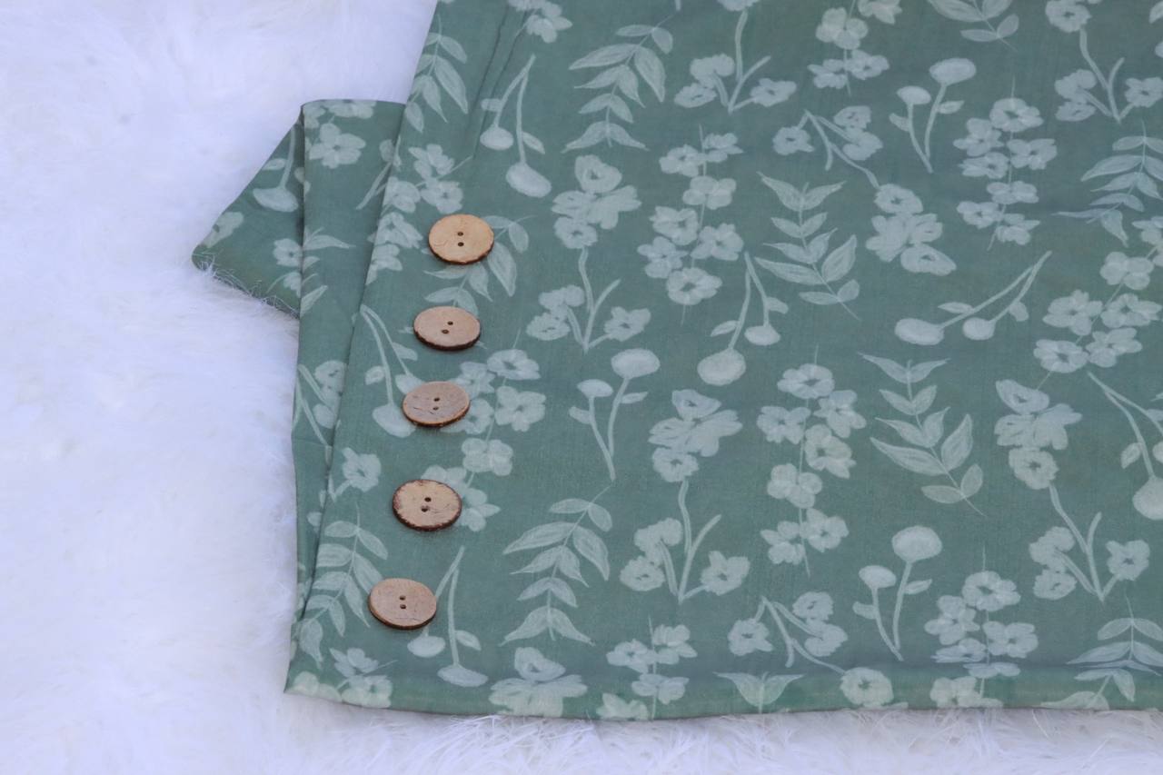 Feather poly Stenciled sage wildflower by the half yard