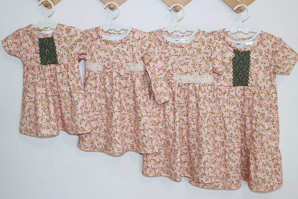 Modern Ditsy Floral Narrow Rib Knit                                                                         and Double Brushed by the half yard