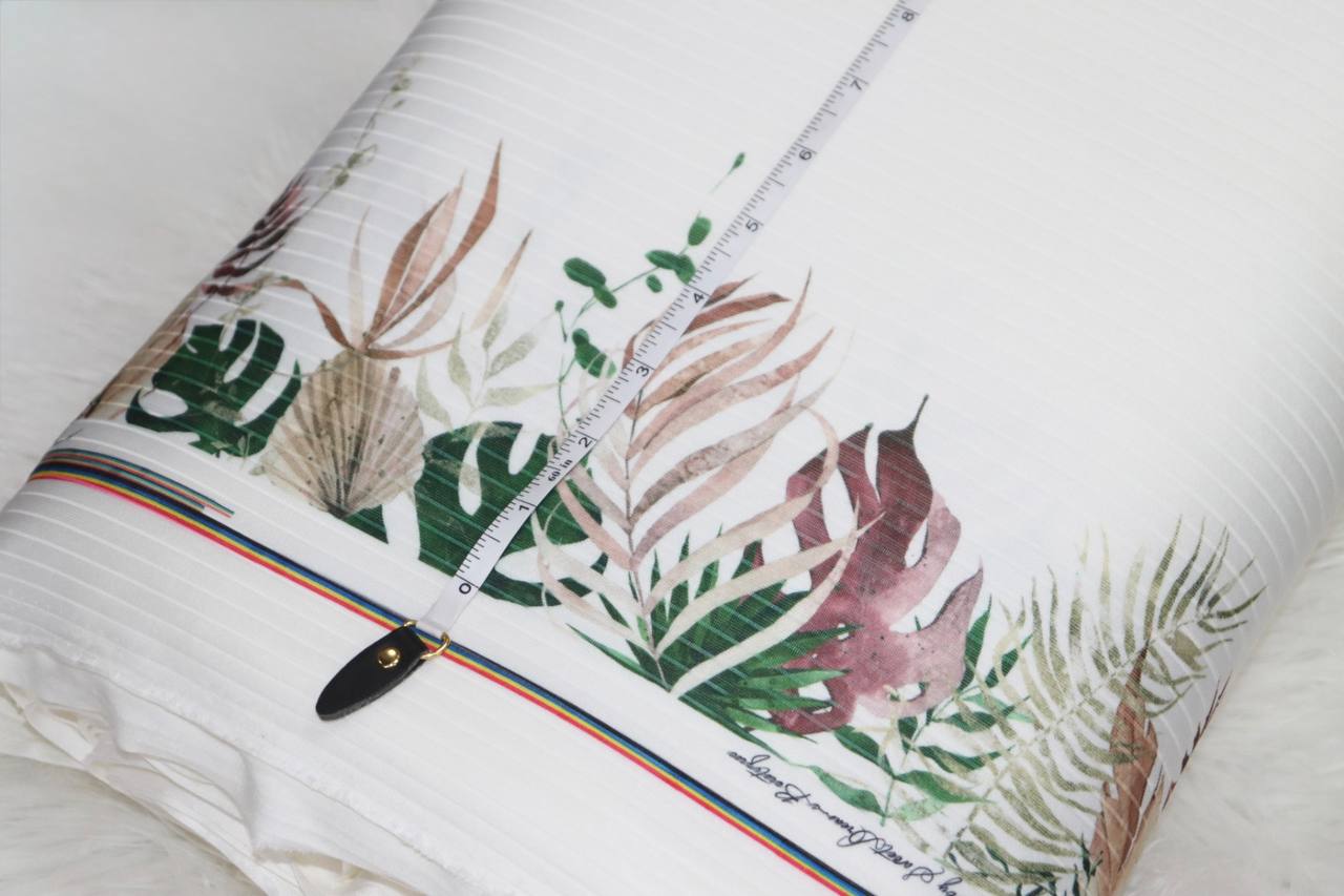 White Tropical Border Design 
Wide Rib Knit by the half yard
