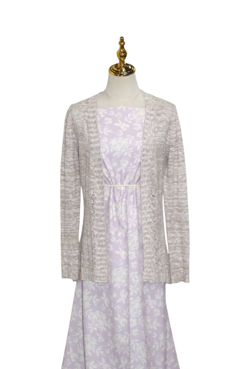 Stenciled White Peony design 
”Soft Lilac”  by the half yard