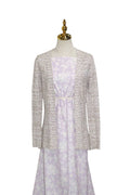 Stenciled White Peony design 
”Soft Lilac”  by the half yard