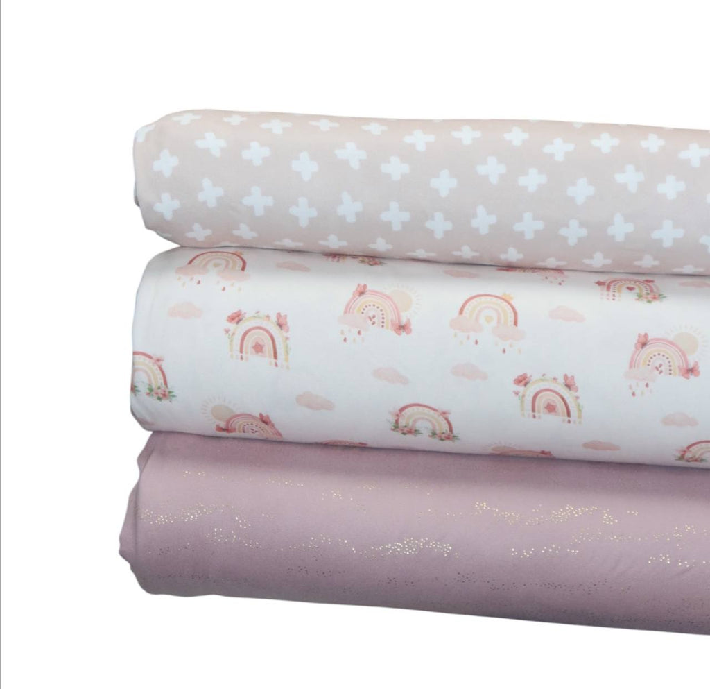 Soft Beige Butterfly Rainbow Double Brushed
by the half yard
