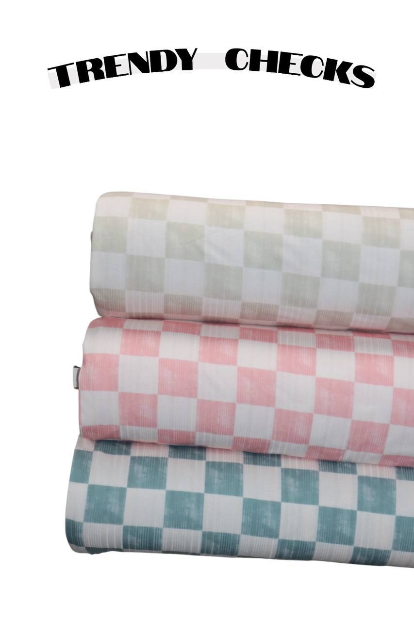 Trendy checks on Stretch Variegated Rib by the half yard