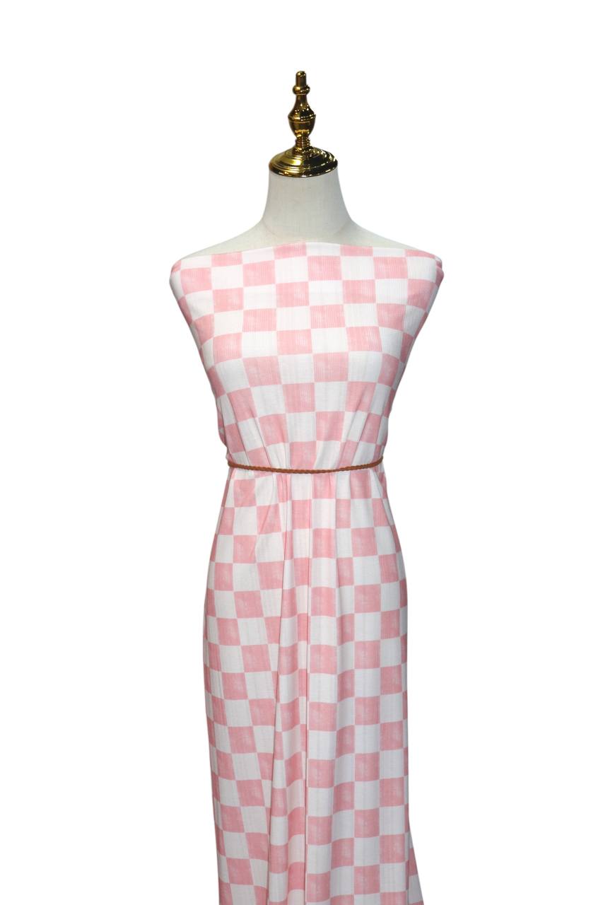 Trendy checks on Stretch Variegated Rib by the half yard