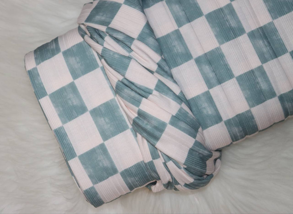 Trendy checks on Stretch Variegated Rib by the half yard