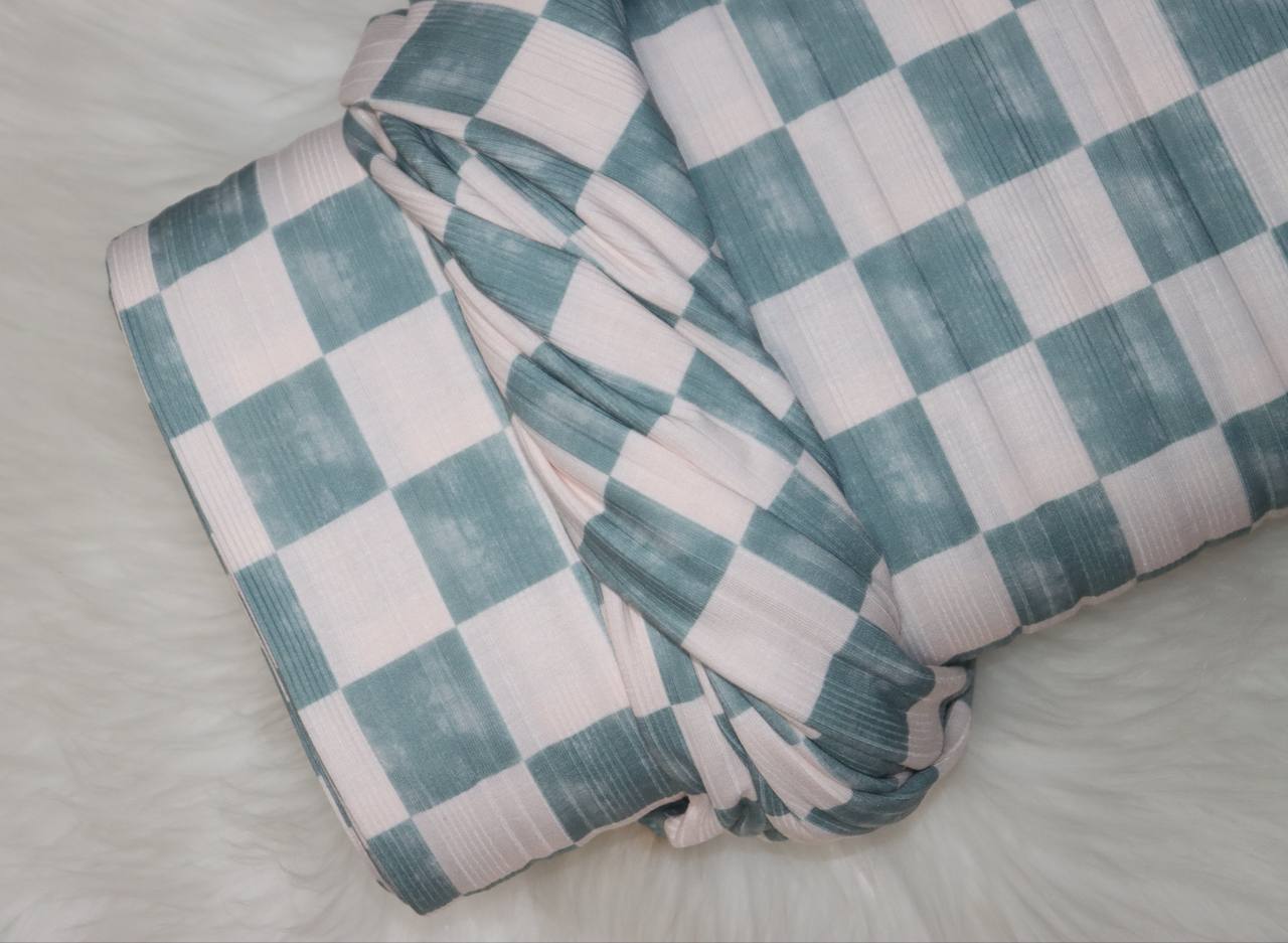 Trendy checks on Stretch Variegated Rib by the half yard