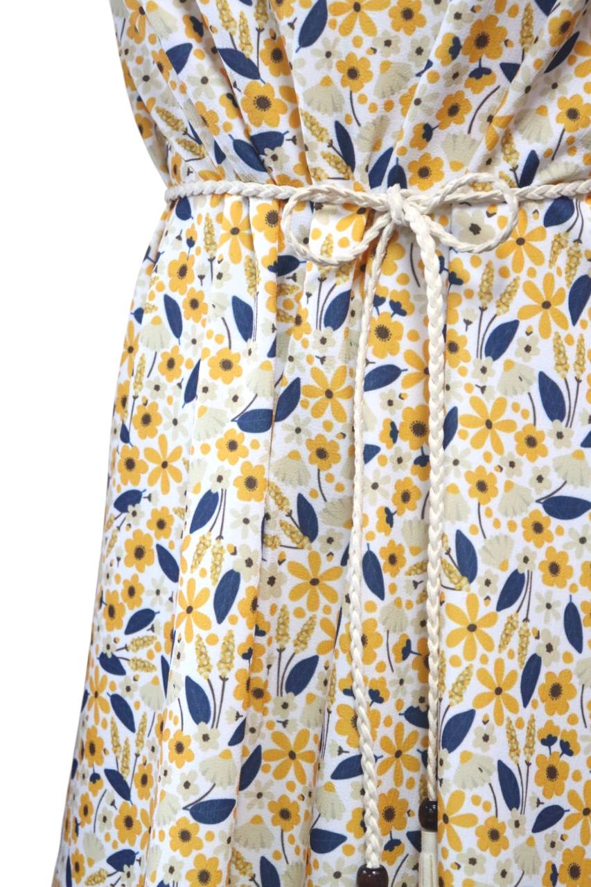 Busy Blue Gold Floral
Poly Crepe Stretch by the half yard