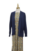 Busy Navy Gold Floral 
Swiss Dot  Knit by the half yard