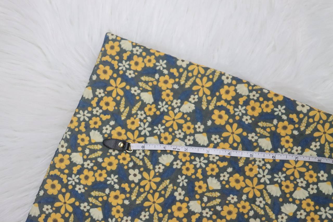 Busy Navy Gold Floral 
Swiss Dot  Knit by the half yard