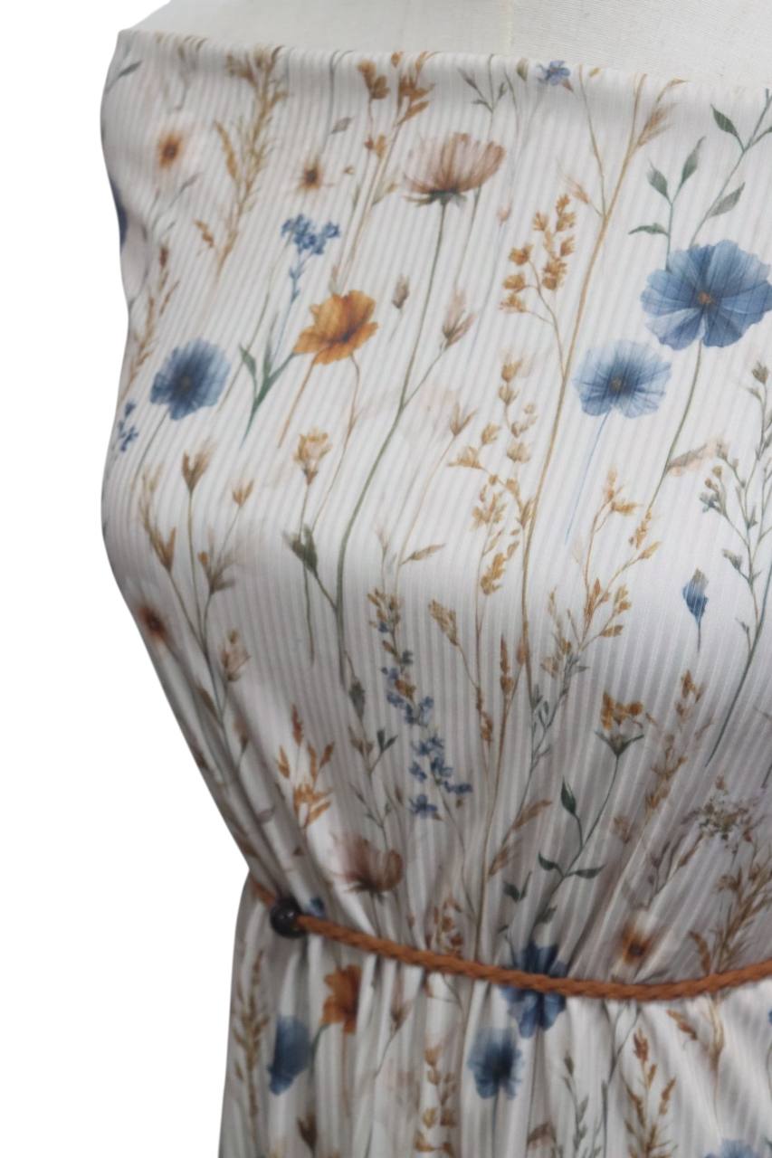 Dusty blue Wildflower Blooms
by the half yard  Narrow Rib and Pineskin