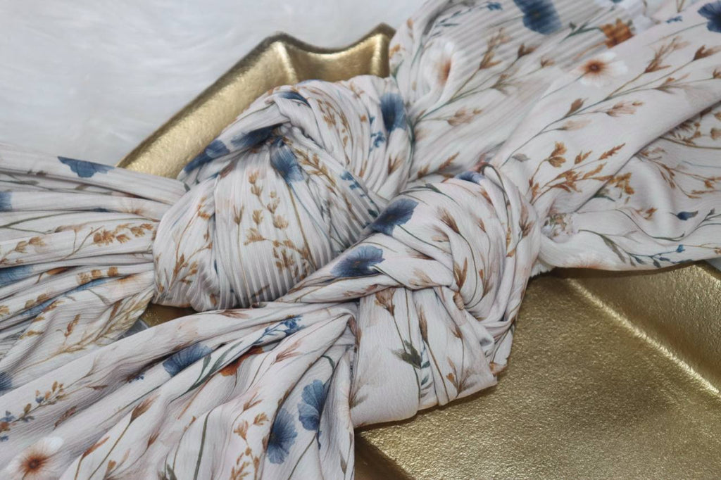 Dusty blue Wildflower Blooms
by the half yard  Narrow Rib and Pineskin
