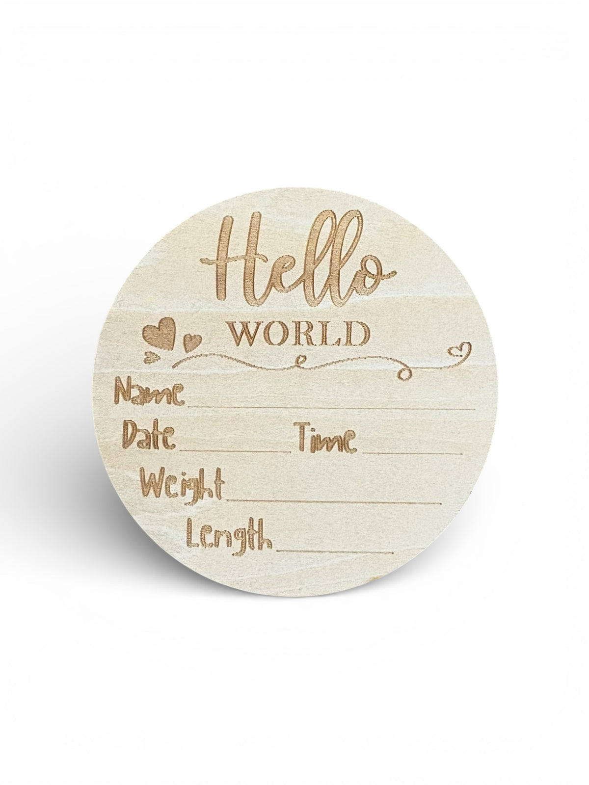 4in. Wooden Hearts Birth stat